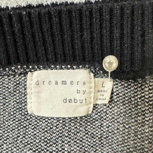 NEW dreamers by debut Viscose Black White Dolman Sleeves Smileys Pullover Top L - Picture 13 of 16